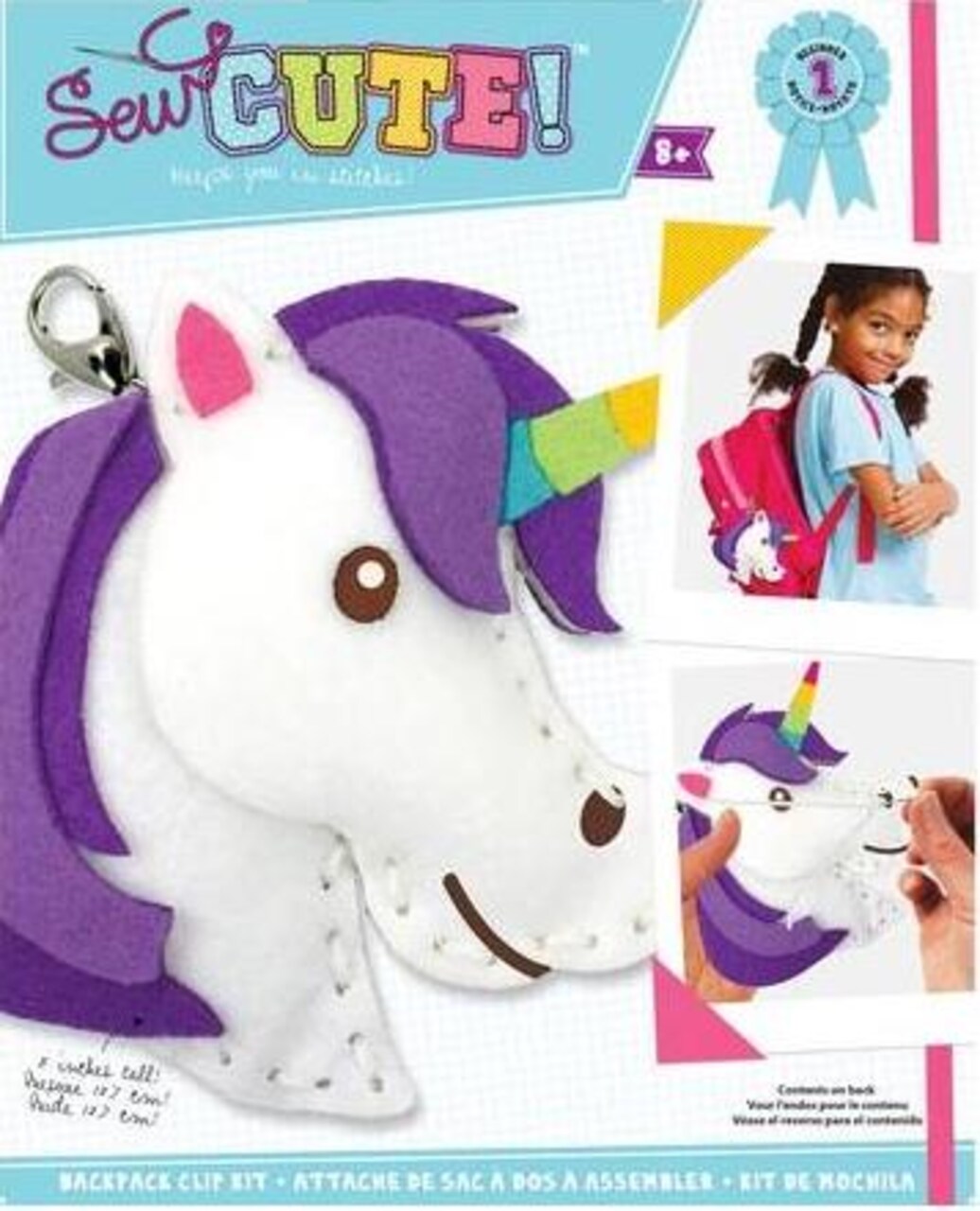 DIY Sew Cute Unicorn Kids Beginner Felt Backpack Clip Sewing Kit